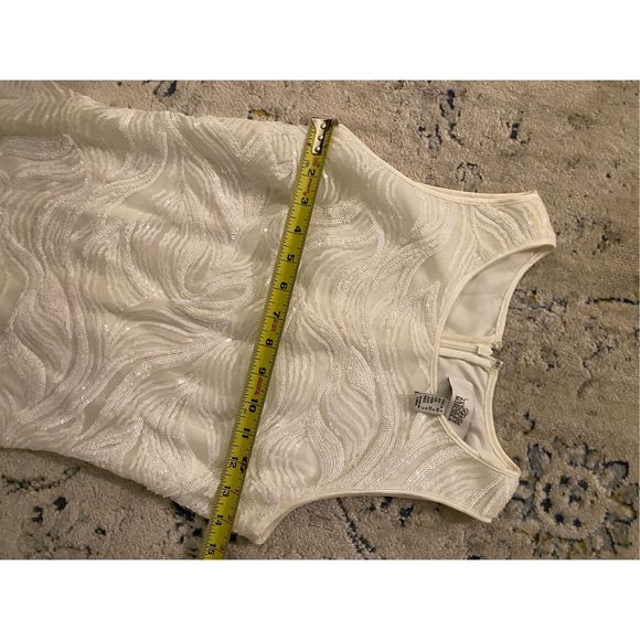Belle Badgley Mishka Shift Sequin Ivory Sheath Swirly Dress, Size 2, MSRP $179 - Picture 5 of 13